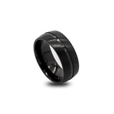 The Line Black Ring for Men - Men's Ring - Signet Ring - Band Ring Ring EU: 57 / US: 8 Brother & Sisters
